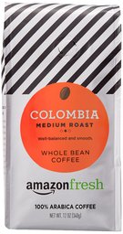 AmazonFresh Colombia Whole Bean Coffee, Medium Roast, 12 Ounce
