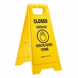 AmazonCommercial 2-Sided Floor Safety Sign - Closed, Multilingual - 6-pack