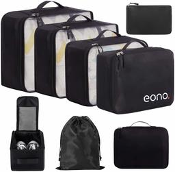 Eono by Amazon - 8 Pcs Packing Cubes for Suitcase Lightweight Luggage Packing Organizers Packing Cubes for Travel Accessories, Black
