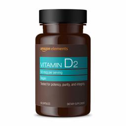 Amazon Elements Vitamin D2 2000 IU, Vegan, 65 Capsules, 2 month supply