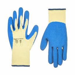 AmazonCommercial 10 G Kevlar y arrugas de látex (amarillo/azul), tamaño XL, 3 pares