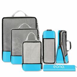 Amazon Brand: Eono Essentials 4/6-Piece Compressible Packing Cubes for Organising Your Travel Luggage Compression Packing Cube Set, Packing Bags Set and Luggage Organiser for Backpack and Suitcase