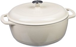 AmazonBasics Enameled Cast Iron Dutch Oven - 7.5-Quart, White