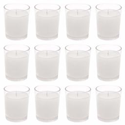 Amazon Brand - Solimo Votive Glass Candles, Pack of 12 (Unscented)