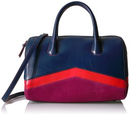 Amazon Brand - The Fix Bailee Color Block Top Handle Satchel Bag, Navy