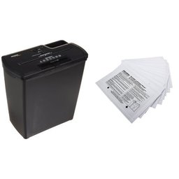 AmazonBasics 8-Sheet Strip-Cut Paper, CD, and Credit Card Shredder and Aleratec Shredder Lubricant Sheets (Pack of 12) Set
