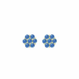 [アマゾンコレクション] Amazon Collection 14Kイエローゴールド 1.75mmフラワーシェイプ ファンシーブルースワロフスキージルコニア スタッドピアス 両耳用スタッドピアス JEE13595_5NNFB00A100