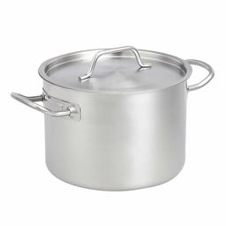 AmazonCommercial - panela de aço inoxidável com revestimento de alumínio e tampa, 7,6 l