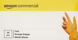 AmazonCommercial Powder Free Disposable Nitrile Gloves, 7 mil, Orange, Gripper, 240MM Size XXL, 90 per Pack