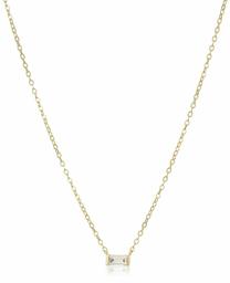 18K Yellow Gold Plated Sterling Silver Baguette Cut Cubic Zirconia Pendant Necklace, 18