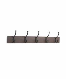 AmazonBasics Wall-Mounted Farmhouse Coat Rack, 5 Hooks, Set of 2, Espresso