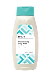Amazon Brand - Solimo Skin Calming Body Wash with Colloidal Oatmeal, Fragrance Free, 18 fl oz