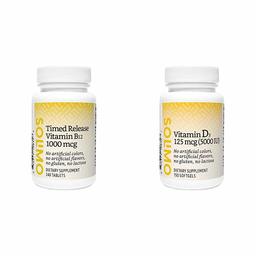 Amazon Brand - Solimo Timed Release Vitamin B12 1000 mcg, 240 Tablets, Eight Month Supply & Solimo Vitamin D3 125 mcg (5000 IU), 150 Softgels, Five Month Supply (Packaging May Vary)