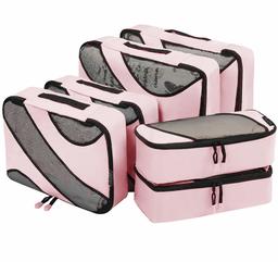 Eono by Amazon - Packing Cubes Travel Luggage Organizers Suitcase Organizer Packing Organizers, 6 Set (2L+2M+2Slim), Pink