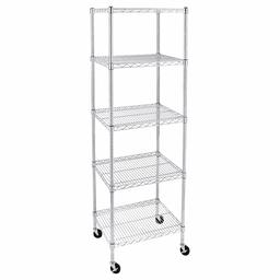 AmazonCommercial Heavy-Duty 5-Tier stalen draadrek met optionele wielen, NSF gecertificeerd, 24