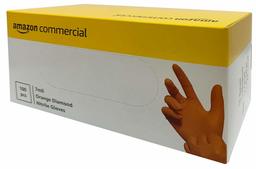 AmazonCommercial Powder Free Disposable Nitrile Gloves, 7 mil, Orange, Diamond Textured, 240MM Size L, 100 per Pack