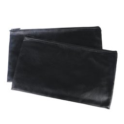 EONO Zipper Coin Bag, Bank Bag Money Pouch, Pencil Pouch, 11 X 6-Inches, Black, Pack of 2