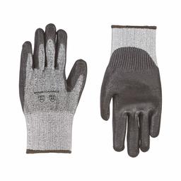 AmazonCommercial 13G Goldsilk & PU gecoate handschoenen (zout & peper/zwart), maat XL, 6 paar