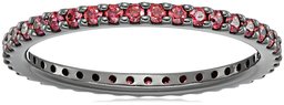Amazon CollectionBlack-plated color plata de ley Circonita de Swarovski anillo de apilamiento