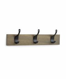 AmazonBasics Wall Mounted Modern Coat Rack, 3 Hooks, Set of 2, Barnwood (Renewed)