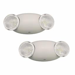AmazonCommercial - Luz de emergencia LED con certificación UL, 2 unidades, ajustable con dos luces LED y respaldo de batería