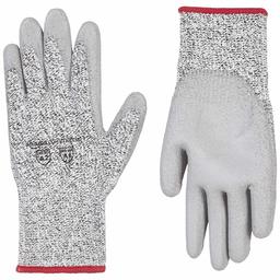 AmazonCommercial 13G HPPE & PU Coated Gloves (Salt & Pepper/Grey), Size S, 6 Pairs