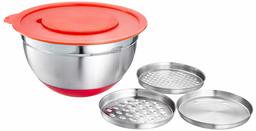 Amazon Brand - Solimo Stainless Steel Splash Bowl with Grater & Lid (22cm)