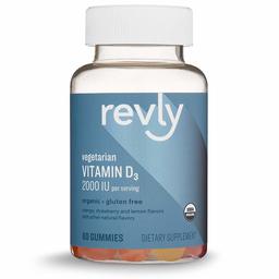 Amazon Brand - Revly Vitamin D3, 2000 IU per Serving (2 Gummies), 80 Gummies, Supports Strong Bones and Immune Health, Vegetarian, Organic