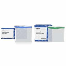 Amazon Brand - Solimo Freezer Gallon Bags, 90 Count & Sandwich Storage Bags, 300 Count