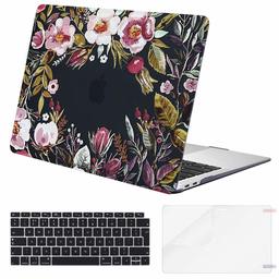 Eono MacBook Air 13 Pouces Coque 2019 2018 A1932 avec Retina Display, Coque Rigide& Protection Clavier&Protecteur d'écran Compatible avec MacBook Air 13 Pouces avec Touch ID, Fleur de Pêche