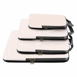 Eono by Amazon - Organizzatori da Viaggio a Compressione, Organizer per Valigie, Organizer Valigia Set, Cubo di Viaggio, Cubi di Imballaggio, Compression Packing Cube, Beige, 4 Set