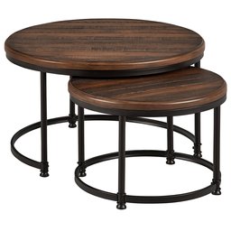 Amazon Brand – Stone & Beam Wood and Metal Round Nesting Side End Tables, 34
