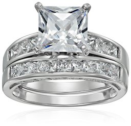 Platinum Plated 925 Sterling Silver AAA Cubic Zirconia Platinum nia Princess soritexiaringupurinsesukattosaidosuto-n and purinsesukattoburaidarusettouxedyingubando , sliver