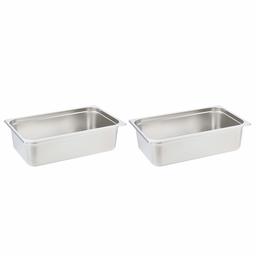 AmazonCommercial Mesa de vapor de acero inoxidable de tamaño completo x 6 pulgadas de profundidad, bandeja de vapor de acero inoxidable antiatasco, calibre 22, paquete de 2