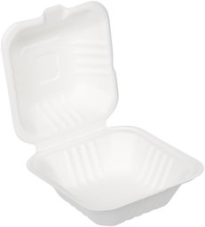AmazonBasics – Contenedor de comida compostable para llevar, 15,2 x 15,2 x 7,6 cm, 125 unidades