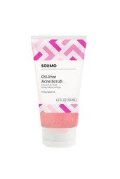 Amazon Brand - Solimo Oil-free Pink Grapefruit Acne Scrub, Salicylic Acid Acne Medication, 4.2 fl oz
