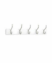 AmazonBasics wandmontage kapstok - 5 standaardhaken, wit, verpakking van 2 stuks