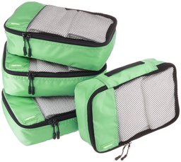 AmazonBasics 4 Piece Small Packing Travel Organizer Cubes Set - Green