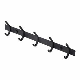 Umi. by Amazon Black Coat Hooks for Wall with 5 Robe Hook Rail Rack Towel Hanger 304 Stainless Steel Heavy Duty Matte Black Wall Mounted, AH203H5-BK