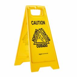 AmazonCommercial 2-Sided Floor Safety Sign - Caution, Multilingual - 6-pack