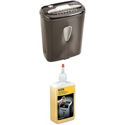 AmazonBasics 6-Sheet High-Security Micro-Cut Paper and Credit Card Shredder and Fellowes Powershred Performance Shredder Oil, 12 oz. Extended Nozzle Bottle (35250) Bundle
