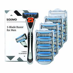 Solimo 5-Blade MotionSphere Razor for Men with Precision Trimmer, Handle & 16 Cartridges (Cartridges fit Solimo Razor Handles only)