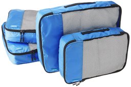 AmazonBasics - Set da 4 cubi organizzatori, 2 misura media e 2 misura grande, Blu