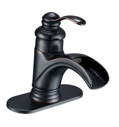Umi. Cascata singola maniglia un foro lavabo olio strofinato bronzo Deck Mount Lavatory.
