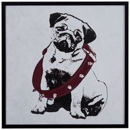 Amazon Brand – Rivet Puppy Eyed Dog in Burgundy Collar Print Wall Art in Black Frame, 12.5