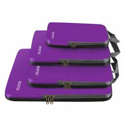 Eono by Amazon - Compression Packing Cubes, Travel Luggage Organiser Set, Travel Cubes, Extensible Organizer Bags for Travel Suitcase Organization, Purple, 4 Set