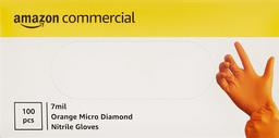 AmazonCommercial Powder Free Disposable Nitrile Gloves, 7 mil, Orange, Micro Diamond, 240MM Size L, 1000 (10 Boxes of 100)