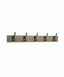 AmazonBasics Wall Mounted Coat Rack, 5 Modern Hooks, Set of 2, Barnwood (Renewed)