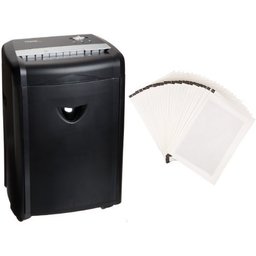 AmazonBasics 12-Sheet High-Security Micro-Cut Pape Shredder with Pullout Basket and Shredder Sharpening & Lubricant Sheets (Pack of 24) Bundle