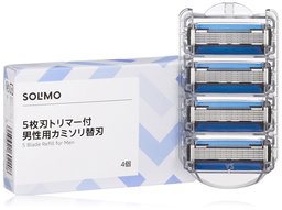 [Amazonブランド]SOLIMO 5枚刃 トリマー付 男性用 カミソリ替刃4個